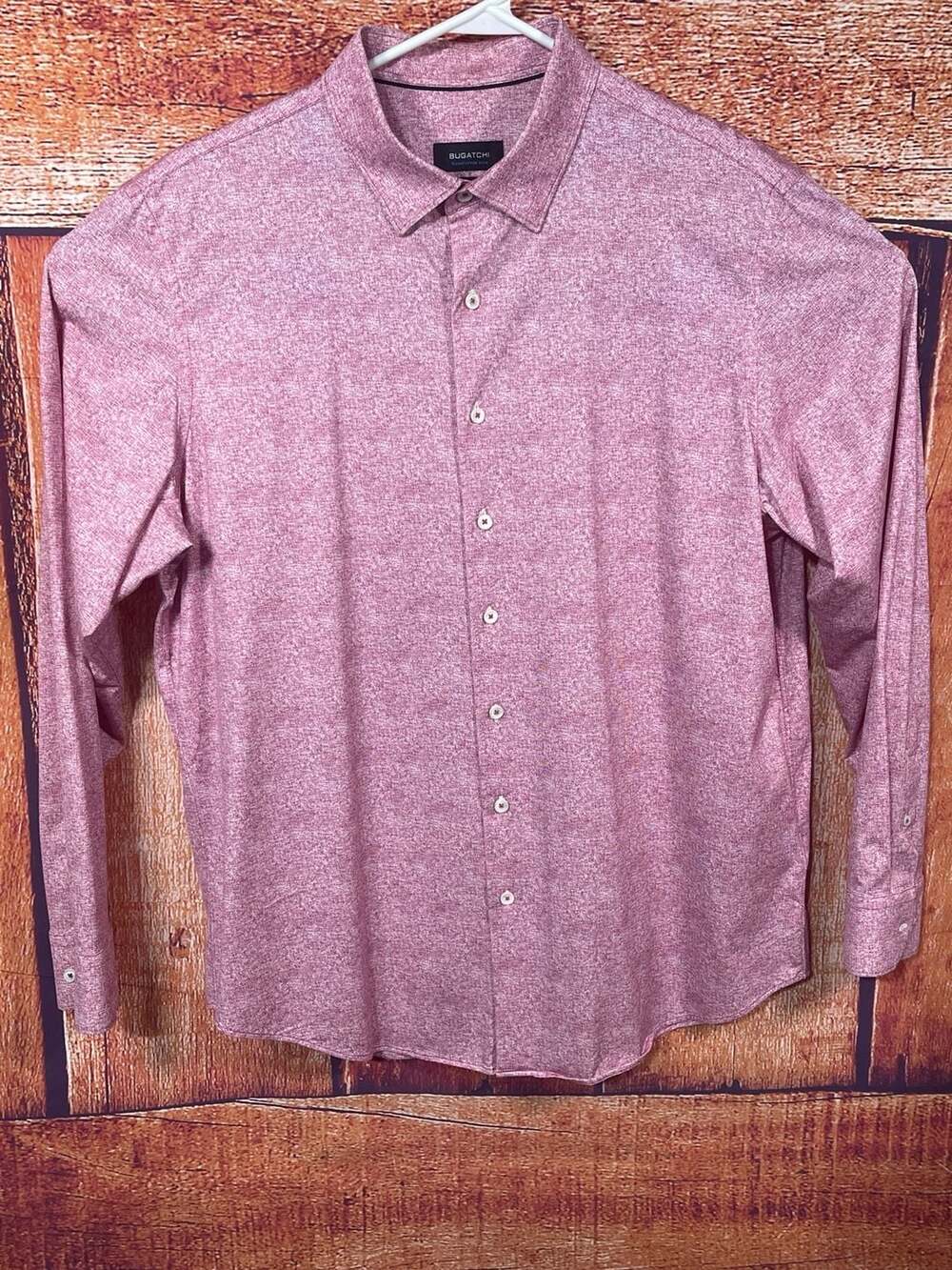 Bugatchi OoohCotton Tech Long Sleeve Button Down Shirt Pink XL - Picture 2 of 10